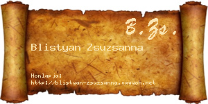Blistyan Zsuzsanna névjegykártya